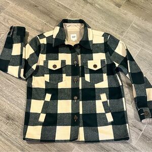 Gap Plaid Shirt Jacket Green/ Cream Shacket Women's Small Wool Blend
Warm Winter
